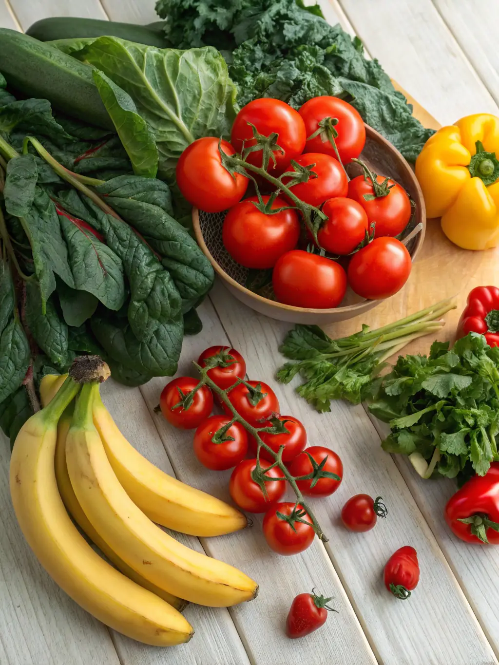 A vibrant image showcasing a variety of fresh fruits and vegetables being prepared for export, highlighting Sun Bright's commitment to quality in foodstuff trading.